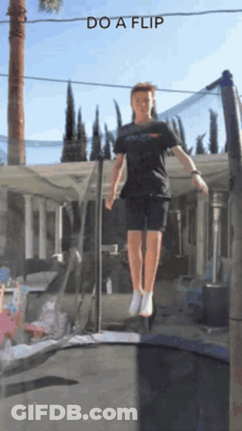 Do A Flip In Trampoline Fail GIF