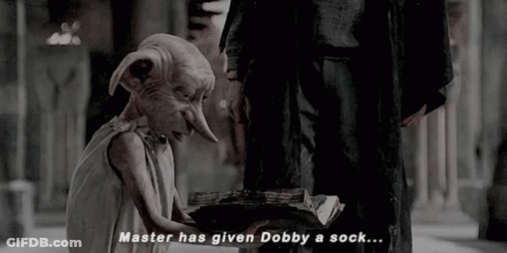 Dobby Is Free And Has Given Socks GIF