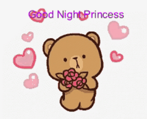 Dobranoc Princess Brown Holding Flowers GIF