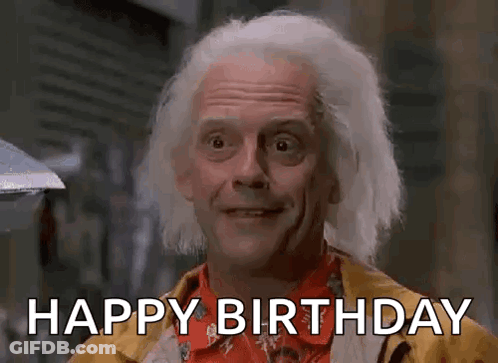 Doc Brown In Yellow Jacket And Red Shirt GIF