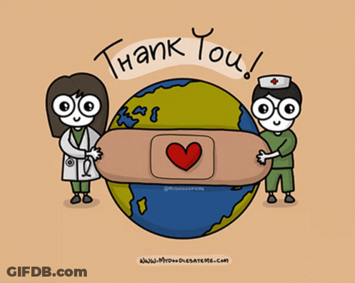 Doctor And Nurse Holding Globe Thank You GIF