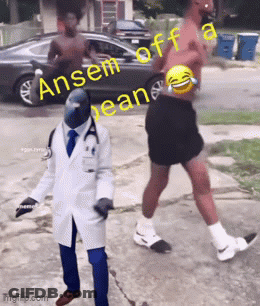 Doctor And Shirtless Man Walking Saying Ansem Off A Mean GIF