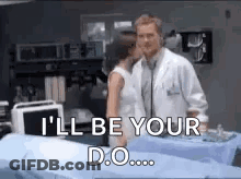 Doctor And Woman Kissing In Hospital Saying I'll Be Your D.O GIF