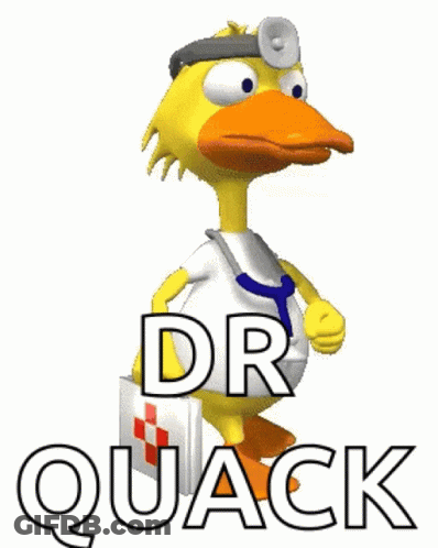 Doctor Duck Holding Briefcase GIF