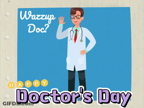 Doctor's Day Poster With Doctor In White Coat GIF