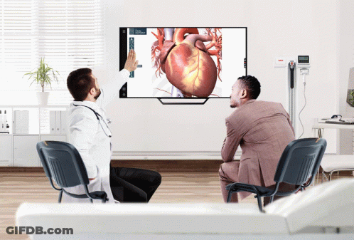 Doctor Showing Patient Heart On TV Screen GIF