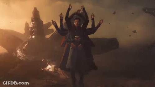 Doctor Strange Holding Coffee In Front Of Giant Monster GIF