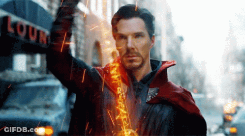 Doctor Strange Holding Glowing Sword In City GIF