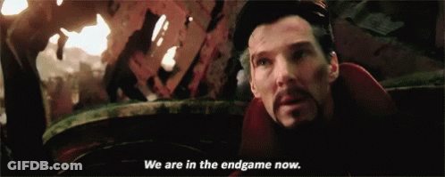 Doctor Strange Says " We Are In The Endgame Now " In A Movie Scene GIF