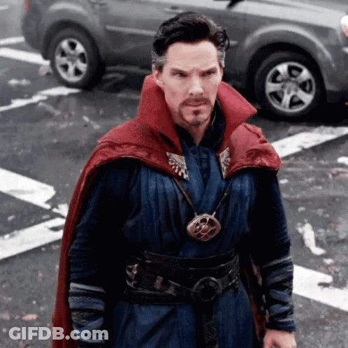 Doctor Strange Standing By Car In Parking Lot GIF