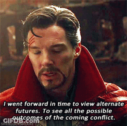Doctor Strange Views Alternate Future Outcomes GIF