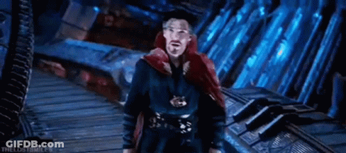Doctor Strange With Blue Light And Red Cape GIF