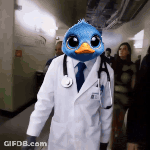 Doctor With Ostrich Face And Stethoscope GIF