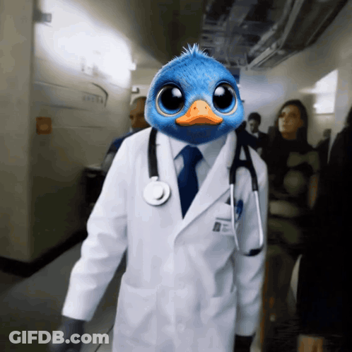 Doctor With Ostrich Head And Stethoscope GIF