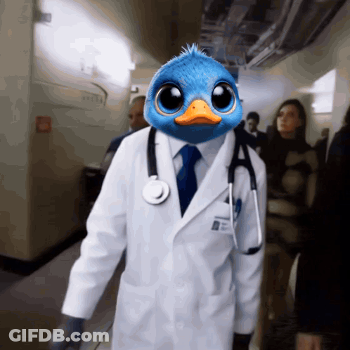 Doctor With Ostrich Head And Stethoscope GIF
