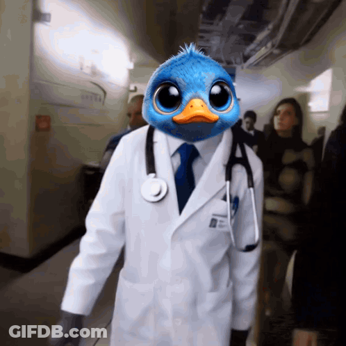 Doctor With Ostrich Head And Stethoscope GIF