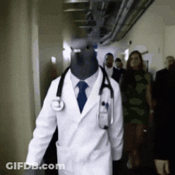 Doctor With Pigeon Head And Stethoscope GIF