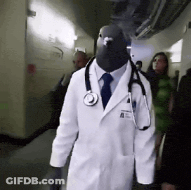 Doctor With Pigeon Head And Stethoscope GIF
