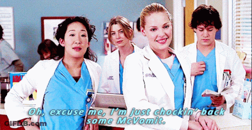 Doctors With One Saying Oh Excuse Me I'm Just Chocking Back Some McVomit GIF