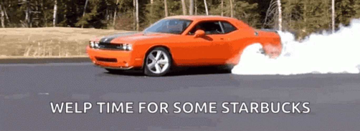 Dodge Challenger Burnout Starbucks GIF