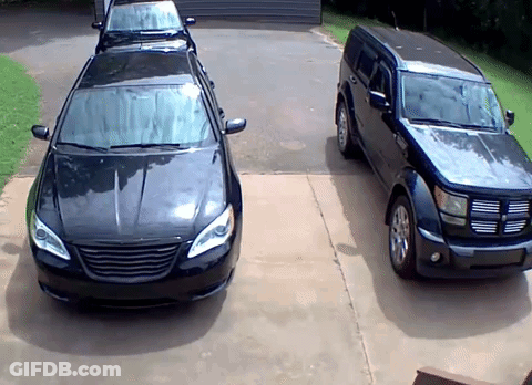Dodge Nitro Parked Next To Chrysler Pacifica GIF