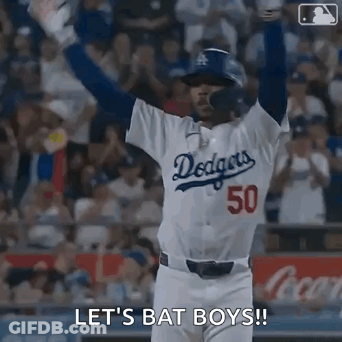 Dodgers Baseball Player Arms Up GIF