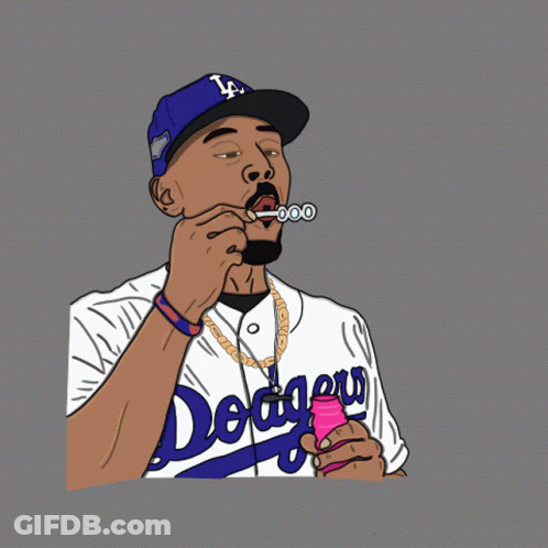 Dodgers Baseball Player Blowing Soap Bubbles With Cigarette GIF