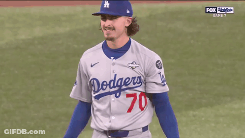 Dodgers Baseball Player Holding Glove GIF