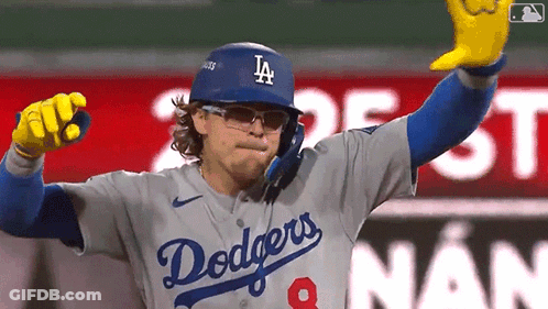 Dodgers Baseball Player Holding Glove GIF