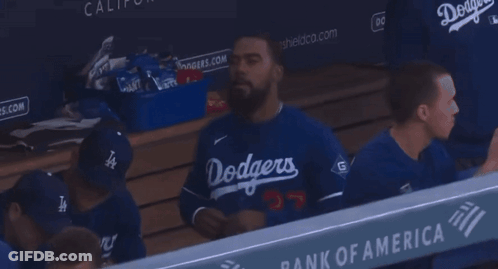 Dodgers Baseball Player In Dugout GIF