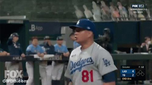 Dodgers Baseball Player In Dugout GIF