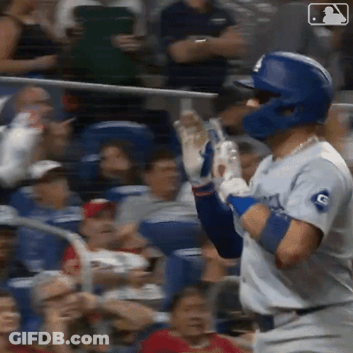 Dodgers Baseball Player In Front Of Crowd GIF