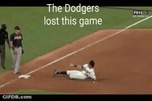 Dodgers Baseball Player Kneeling On Base GIF
