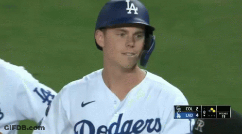 Dodgers Baseball Player Looking At Camera GIF