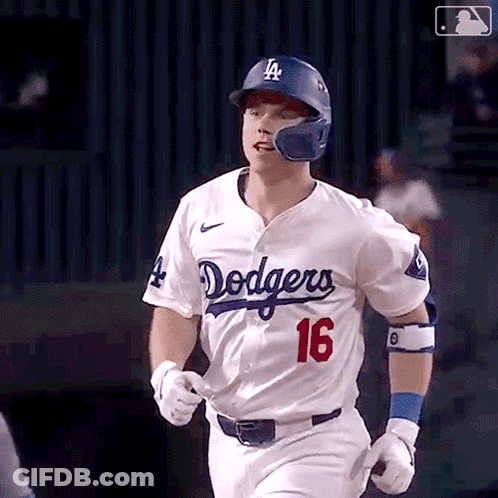 Dodgers Baseball Player Number 16 Running GIF