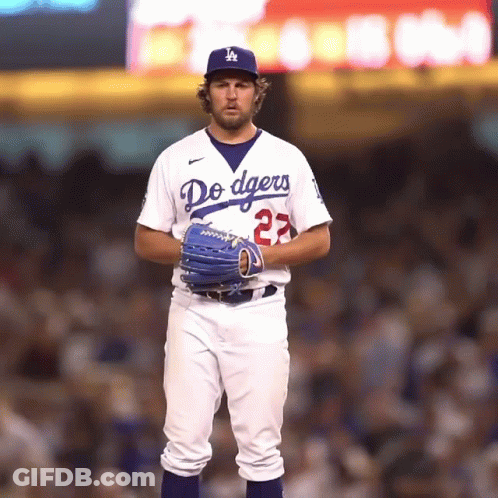 Dodgers Baseball Player Number 23 In Front Of Crowd GIF