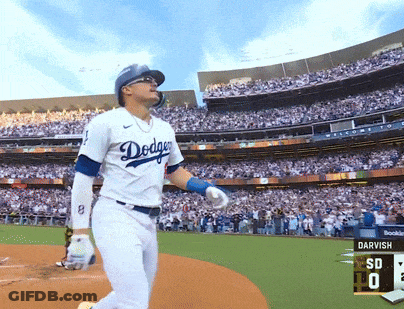 Dodgers Baseball Player On Field With Crowd GIF