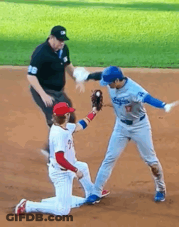 Dodgers Baseball Player Ready To Catch Ball GIF