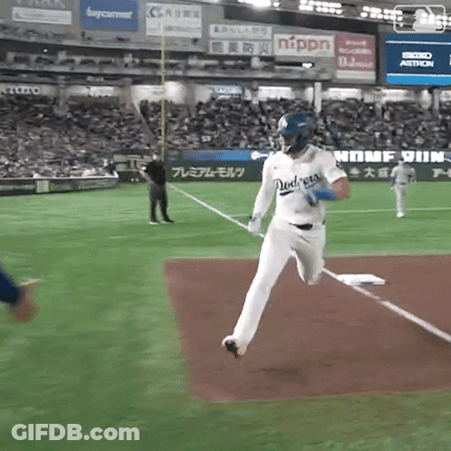 Dodgers Baseball Player Running To Base GIF