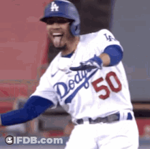 Dodgers Baseball Player Sticking Tongue Out GIF
