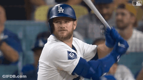 Dodgers Baseball Player Swinging GIF