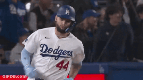 Dodgers Baseball Player Wearing Number 44 Running GIF