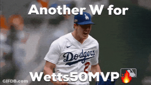 Dodgers Baseball Player With W For Wett50mvp GIF