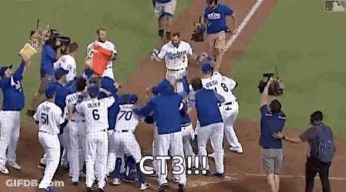 Dodgers Baseball Players Celebrating GIF