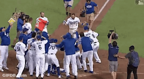 Dodgers Baseball Players Celebrating GIF