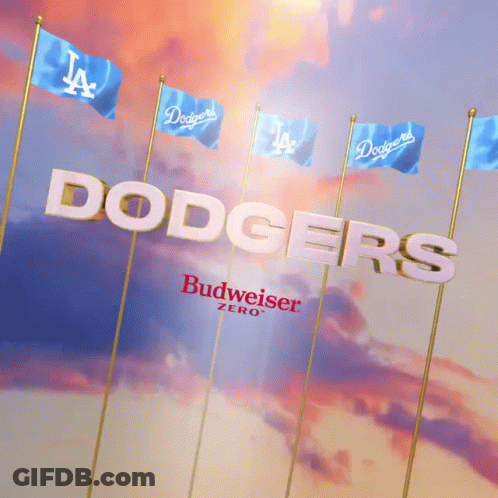 Dodgers Budweiser Zero Ad With Blue Flags GIF