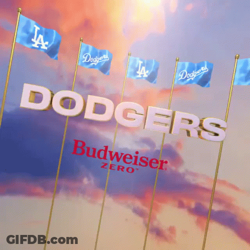 Dodgers Budweiser Zero Ad With Blue Flags GIF