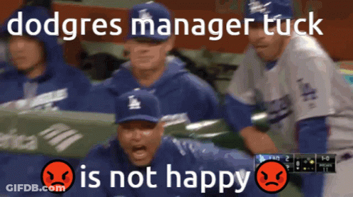 Dodgers Manager Tuck Sad Face GIF