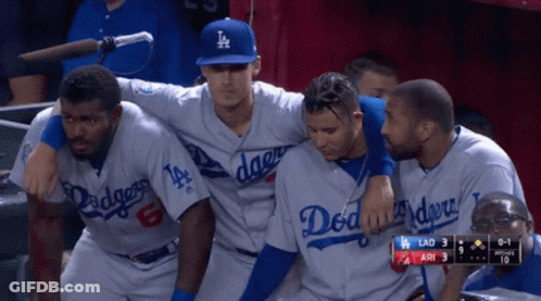 Dodgers Player Being Helped GIF