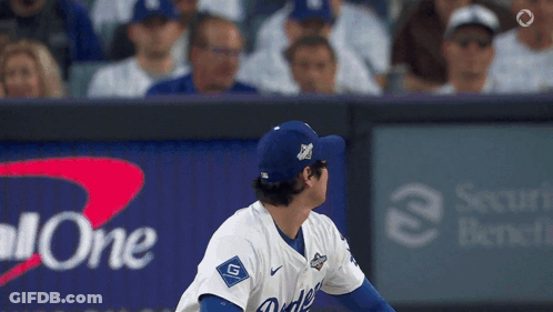 Dodgers Player In Front Of Bank Ad GIF